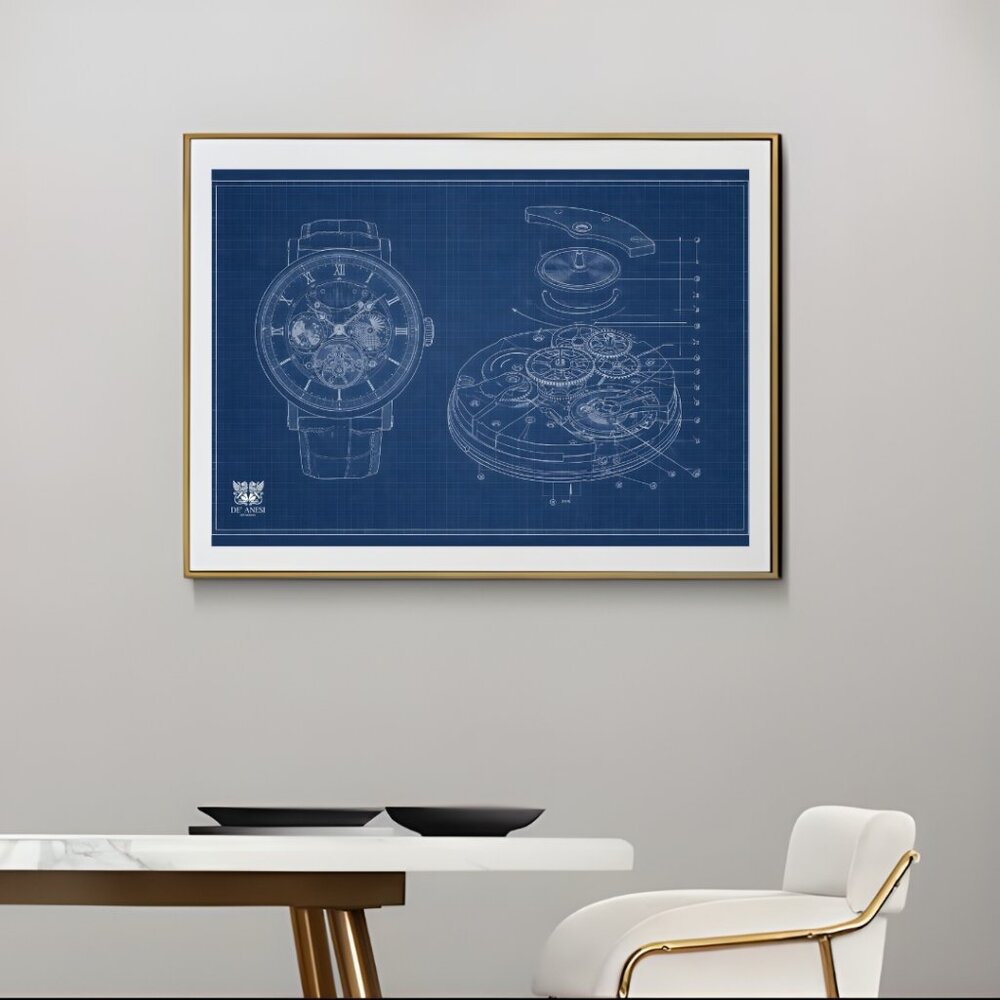 Luxury Watch Blueprint Art – Contemporary Horology Print ( 13in x 19in )